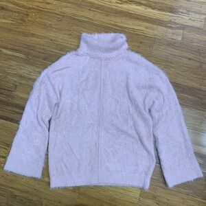 INC International Concepts Fuzzy Knit Turtleneck Sweater Womens Large‎ Soft Pink